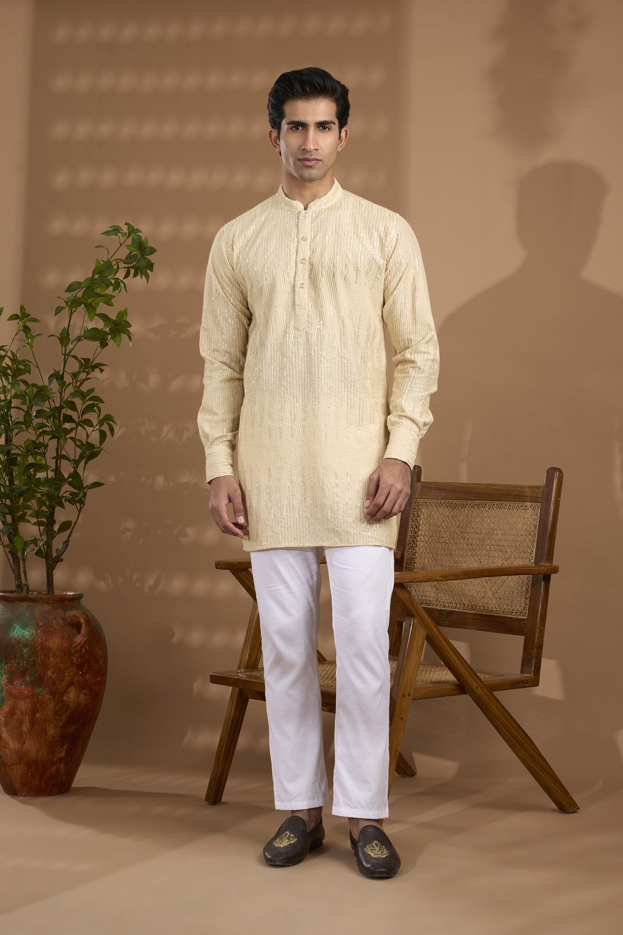 Ivory Sequin Embroidered Kurta Set - Spring Break