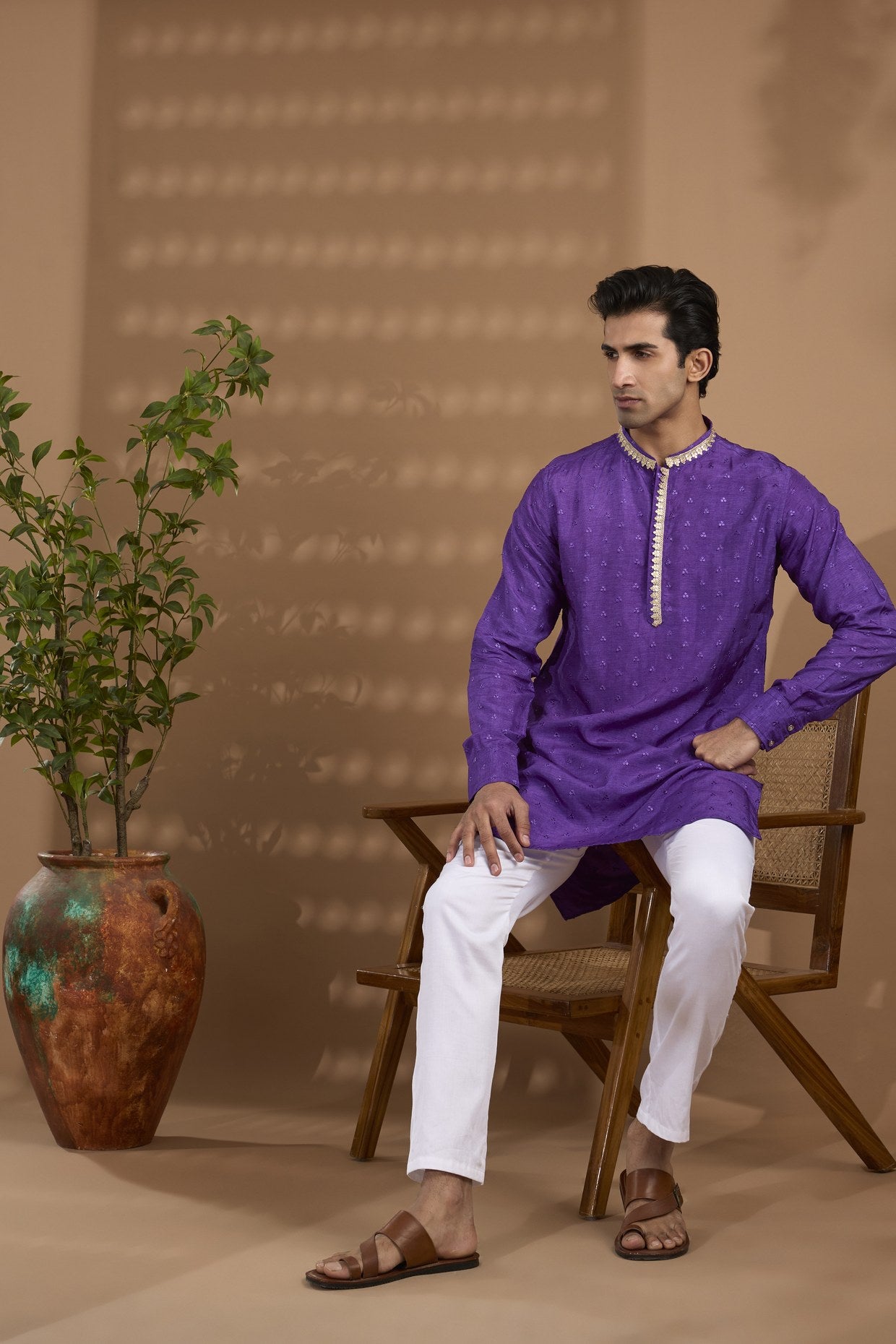 Purple Embroidered Kurta Set - Spring Break