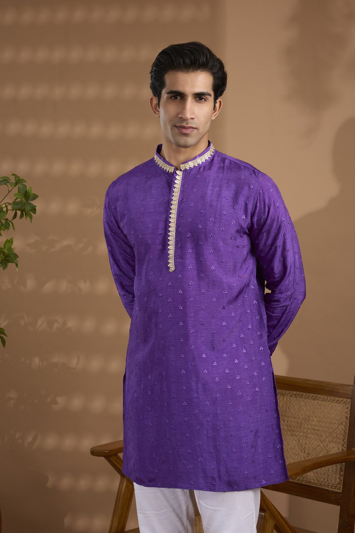 Purple Embroidered Kurta Set - Spring Break