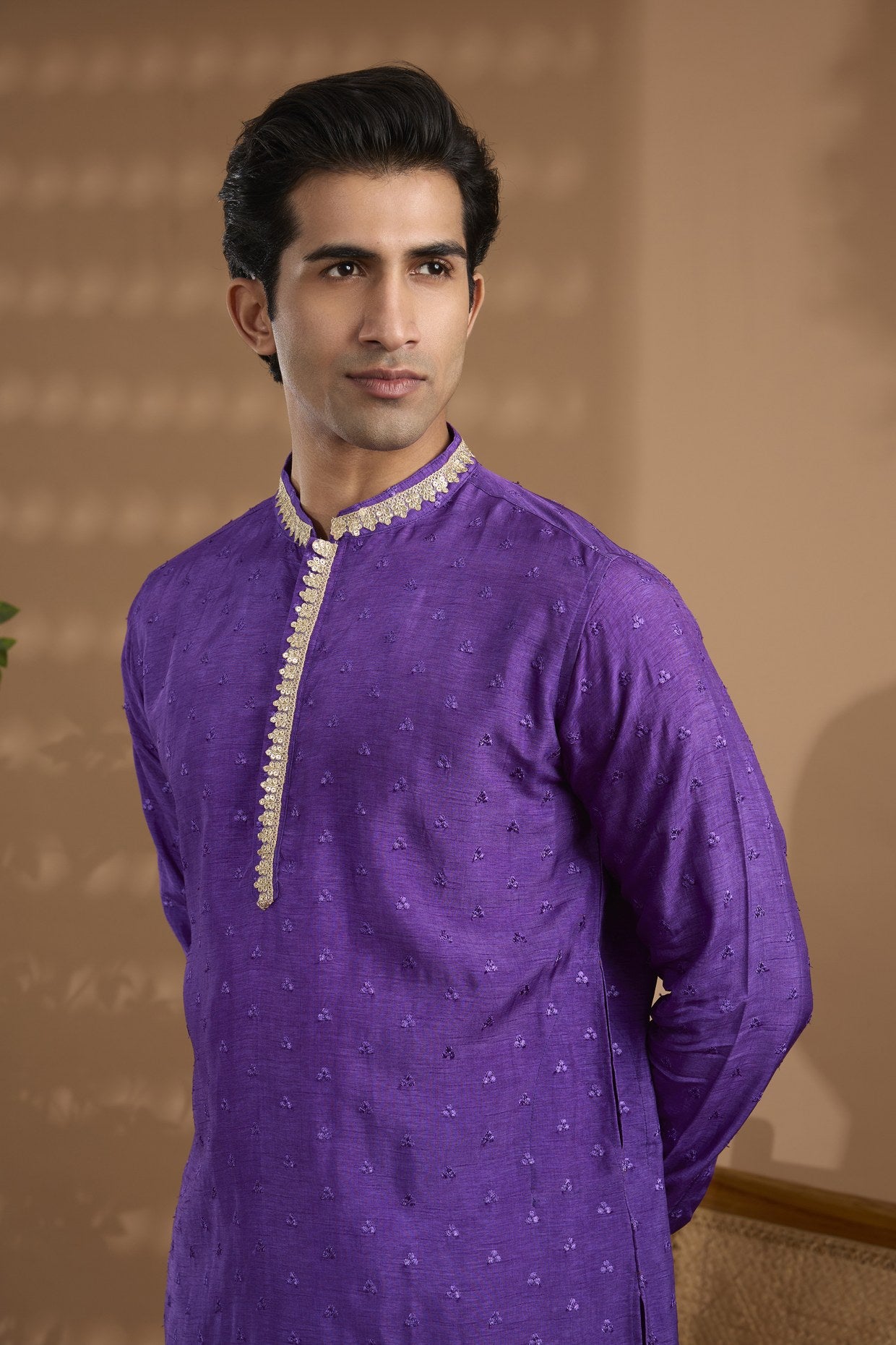 Purple Embroidered Kurta Set - Spring Break