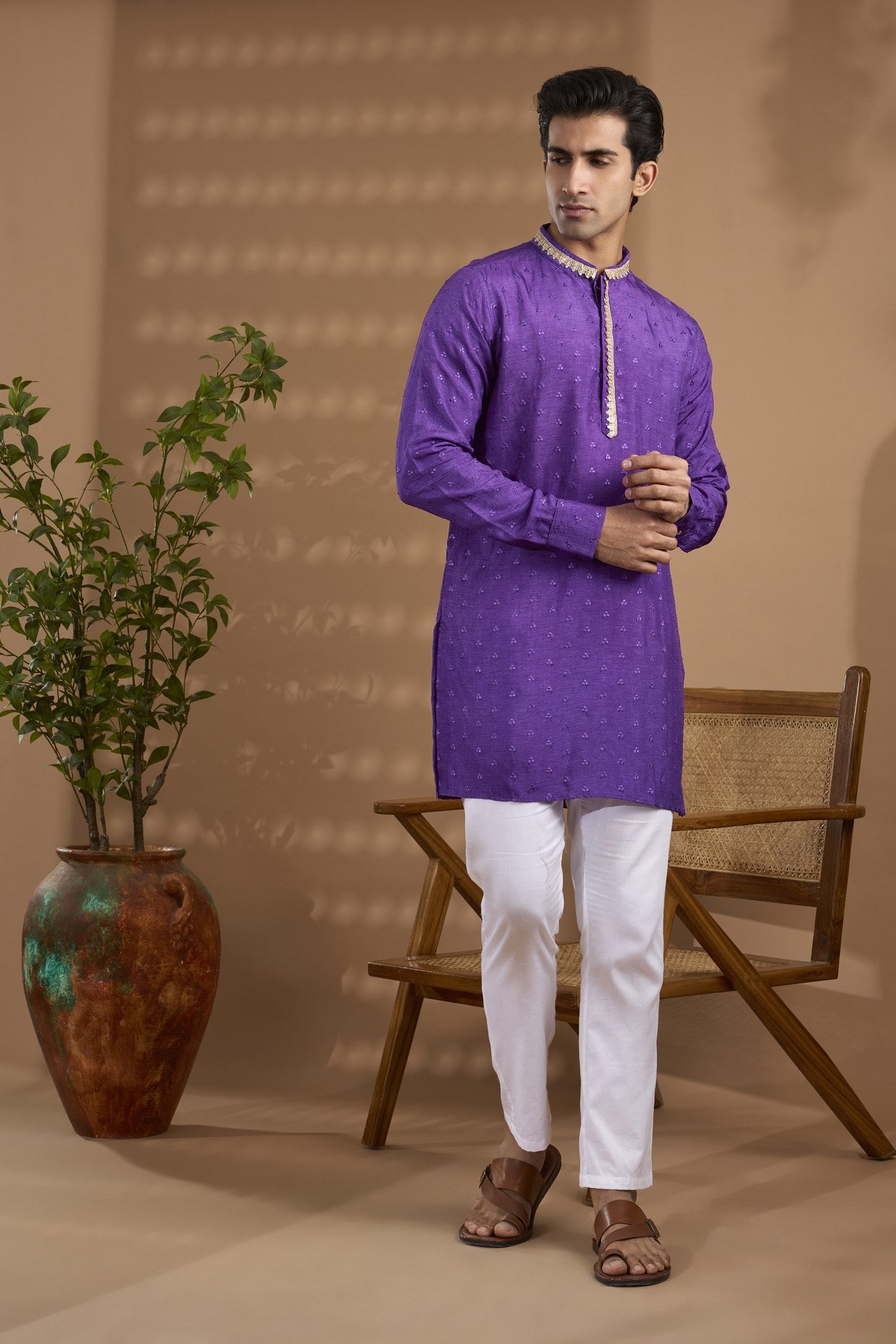 Purple Embroidered Kurta Set - Spring Break