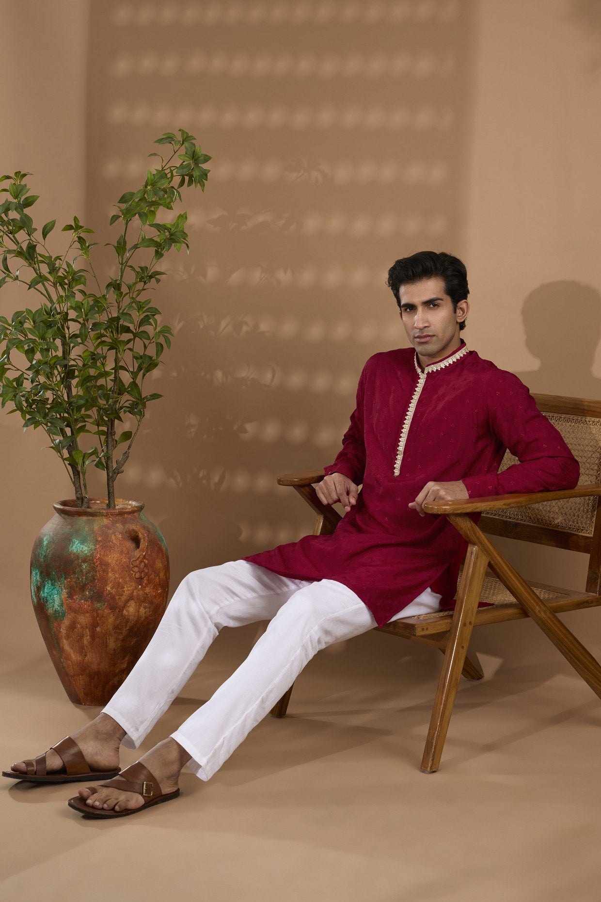 Maroon Embroidered Kurta Set - Spring Break