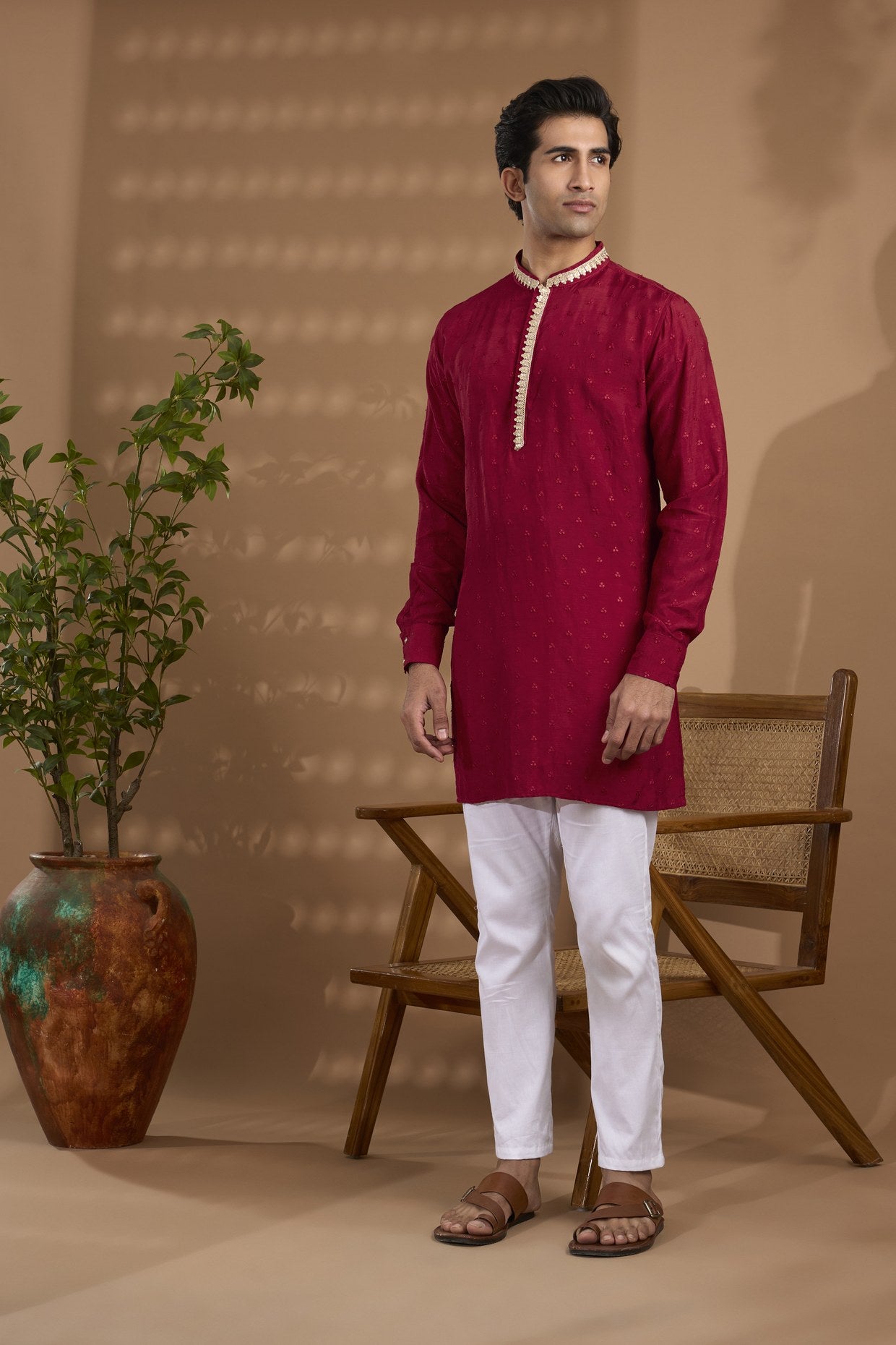 Maroon Embroidered Kurta Set - Spring Break