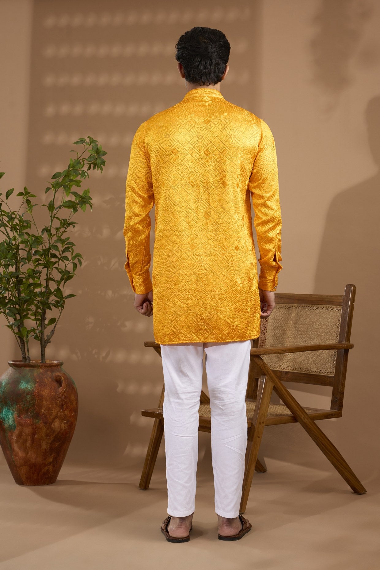 Yellow Geometric Embroidered Kurta Set - Spring Break