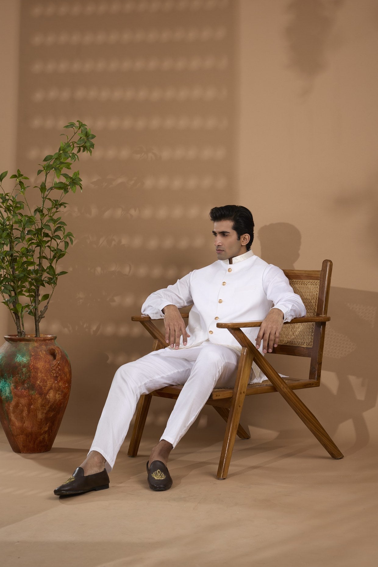 Border Embroidered Jacket Kurta Set