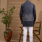 Navy Foil Print Jacket Kurta Set