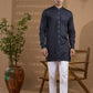 Navy Foil Print Jacket Kurta Set