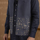 Navy Foil Print Jacket Kurta Set