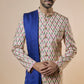 Cream Ikat Print Sherwani Set