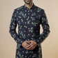 Black Floral Print Sherwani Set