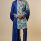 Ice Blue Floral Sherwani Set