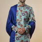 Ice Blue Floral Sherwani Set