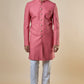 Pink Foil Print Sherwani Set