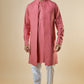 Pink Foil Print Open Jacket Kurta Set