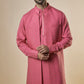 Pink Foil Print Open Jacket Kurta Set