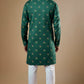 Green Printed Open Jacket Kurta Set