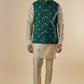 Emerald Green Printed Bundi Jacket