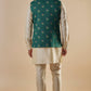 Emerald Green Printed Bundi Jacket