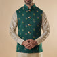 Emerald Green Printed Bundi Jacket