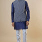 Navy Embroidered Jacket Kurta Set