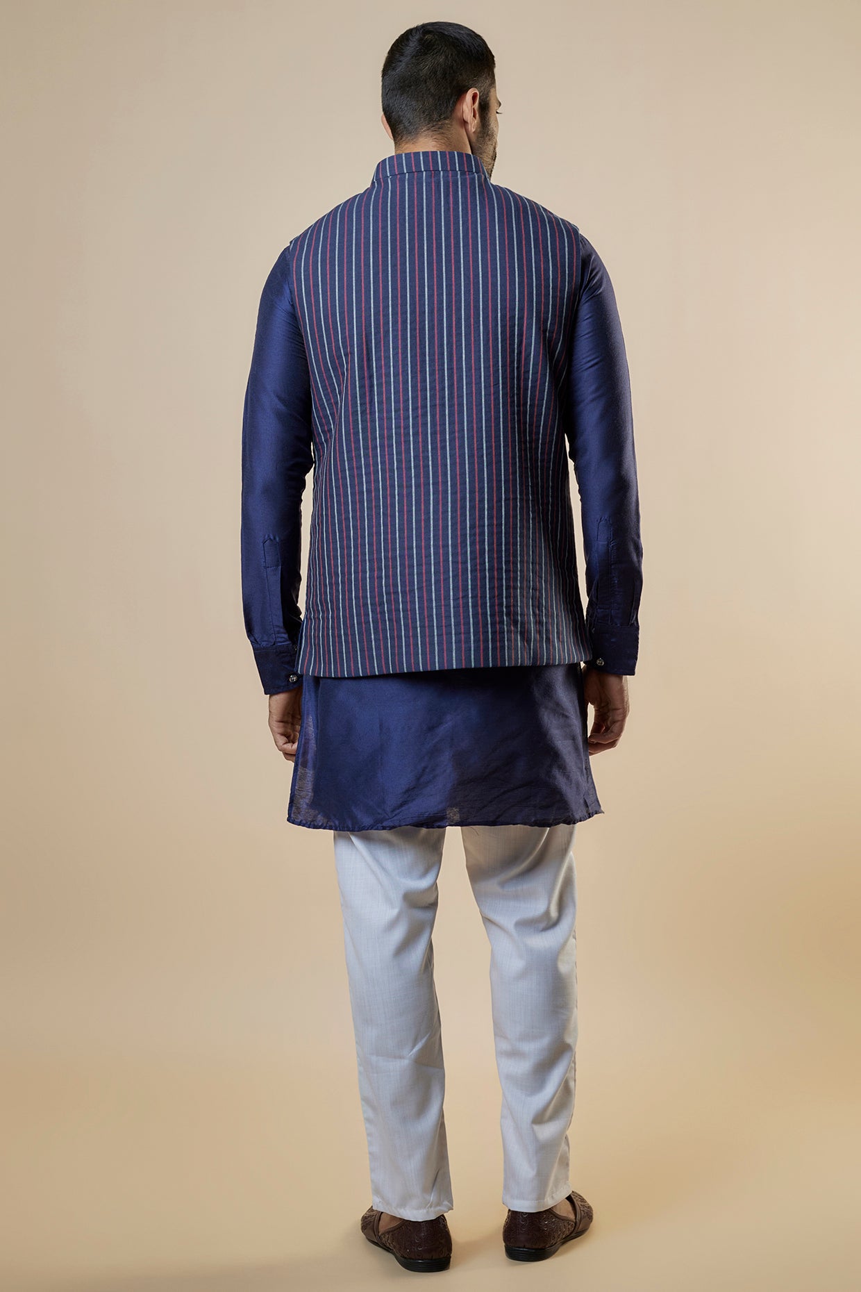 Denim Stripe Jacket Kurta Set