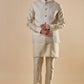 Cream Embroidered Jacket Kurta Set