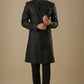 Black Geometric Embroidered Sherwani Set