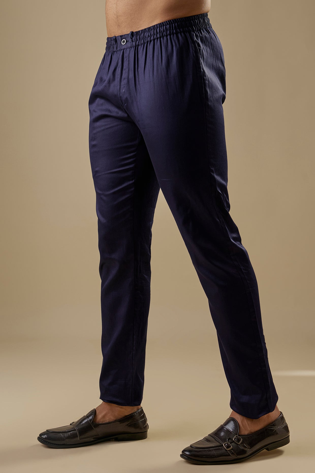 Navy Blue Geometric Embroidered Sherwani Set