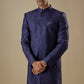 Navy Blue Geometric Embroidered Sherwani Set