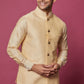 Beige Cotton Silk Jacket with Kurta Set