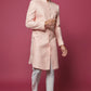 Pink Floral Jacquard Sherwani Set