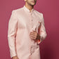 Pink Floral Jacquard Sherwani Set