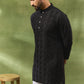 Black Geometric Embroidered Kurta Set