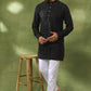 Black Geometric Embroidered Kurta Set