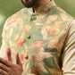 Green Botanical Print Jacket Kurta Set
