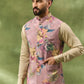 Pink Botanical Print Jacket Kurta Set