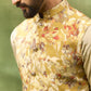 Yellow Botanical Print Jacket Kurta Set