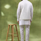 White Jacquard Jacket Kurta Set