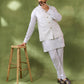 White Jacquard Jacket Kurta Set