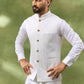 White Jacquard Jacket Kurta Set