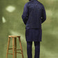 Navy Floral Jacquard Jacket Kurta Set