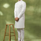 White Jacquard Sherwani Set