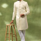 Cream Jacquard Sherwani Set