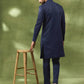 Navy Geometric Embroidered Sherwani Set