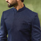 Navy Geometric Embroidered Sherwani Set
