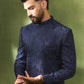 Dark Navy Sequin Embroidered Sherwani Set
