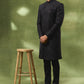 Black Large Embroidered Sherwani Set