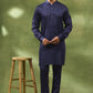 Navy Jacquard Jacket Kurta Set