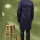 Navy Jacquard Jacket Kurta Set