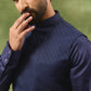 Navy Jacquard Jacket Kurta Set